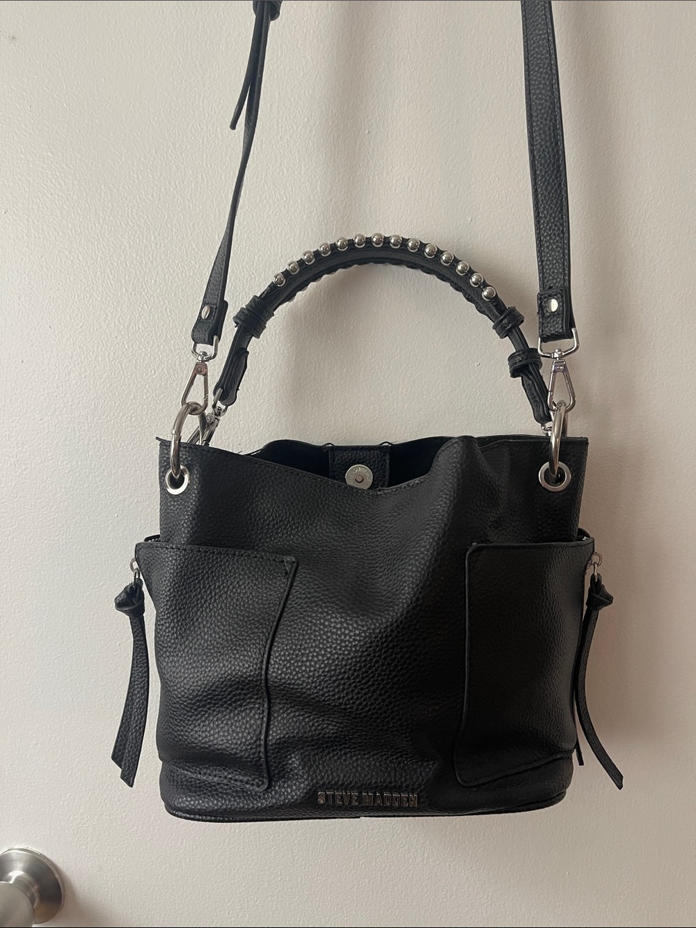 Steve Madden Black Pebbled Leather Shoulder Bag